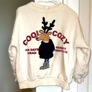 Zara kid’s unisex sweatshirt with reindeer appliqué size 4-5 years